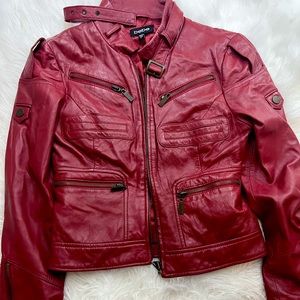 Red leather jacket